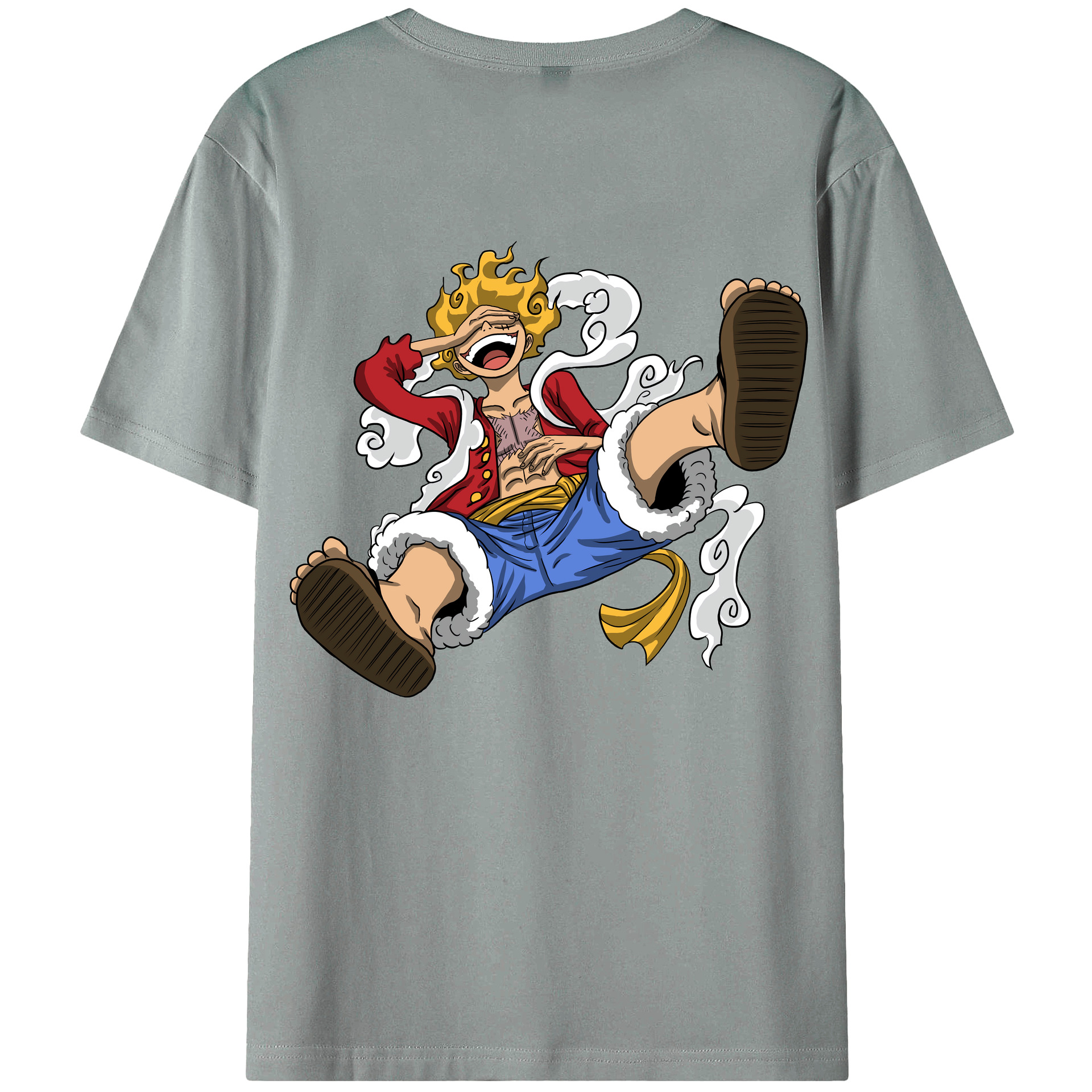 ワンピース モンキー・D・ルフィ ONE PIECE Monkey D. Luffy 綿100％ メンズ半袖Tシャツ（バックプリント） 通気性